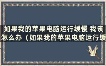 如果我的苹果电脑运行缓慢 我该怎么办（如果我的苹果电脑运行缓慢 我该怎么办）